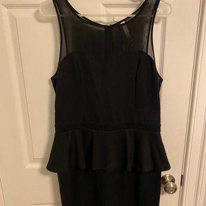 Kensie Black Mesh Sleeveless Fitted Peplum Holiday Cocktail Dress (L)